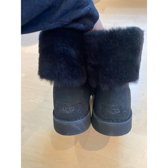 UGG "weylyn" boot shearling cuff Womens Size 9.5 NEW black lace up - Picture 8 of 10